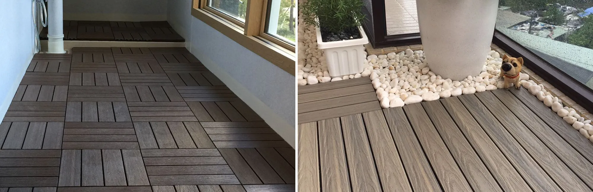 4 X 45cm Square Garden Wooden Decking Tiles Tile Boards 