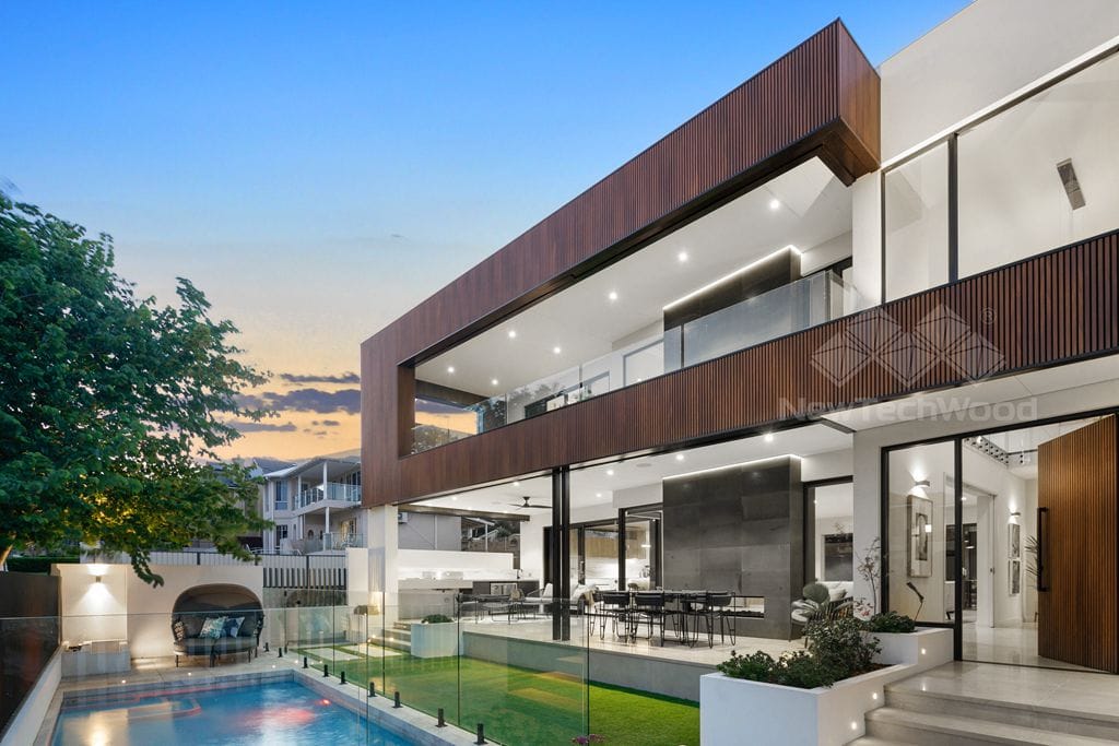 Modern home clad in NewTechWood composite siding