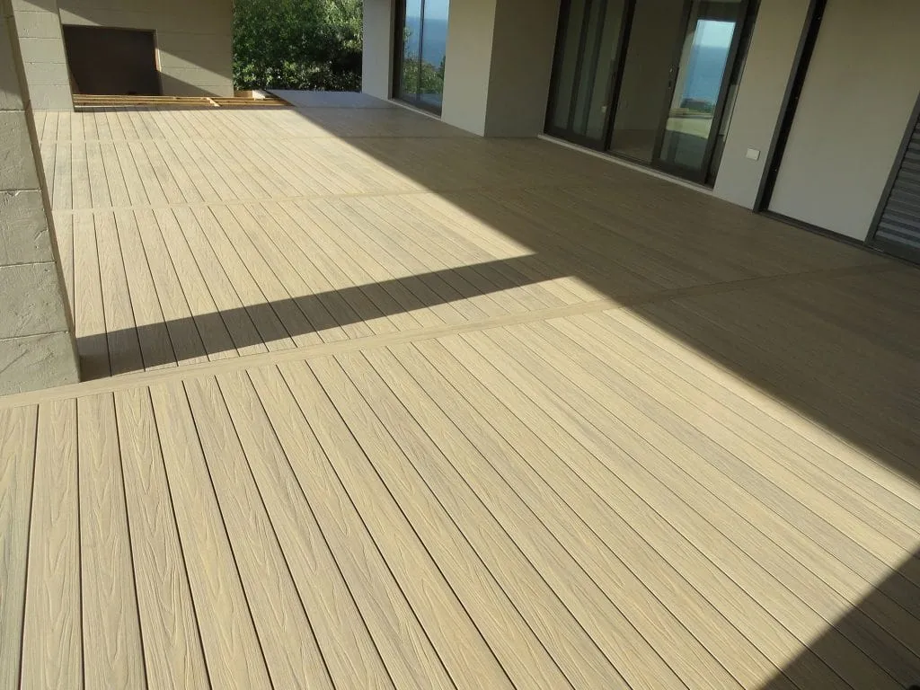 Board detail on a sunlit deck