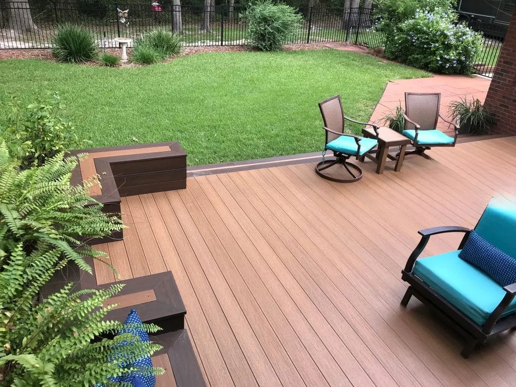 Loungers on a backyard deck