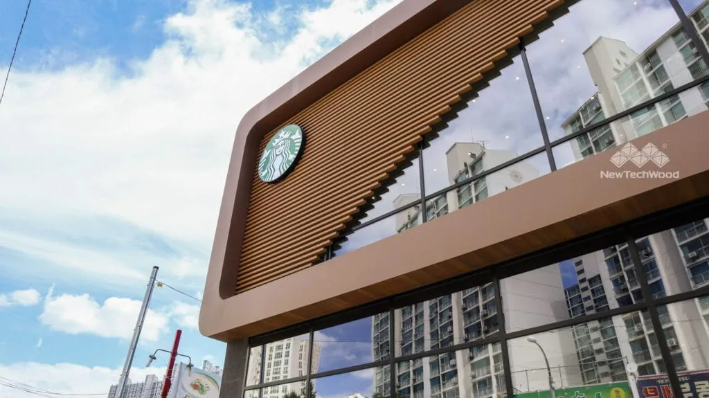 Angular facade finished in composite cladding