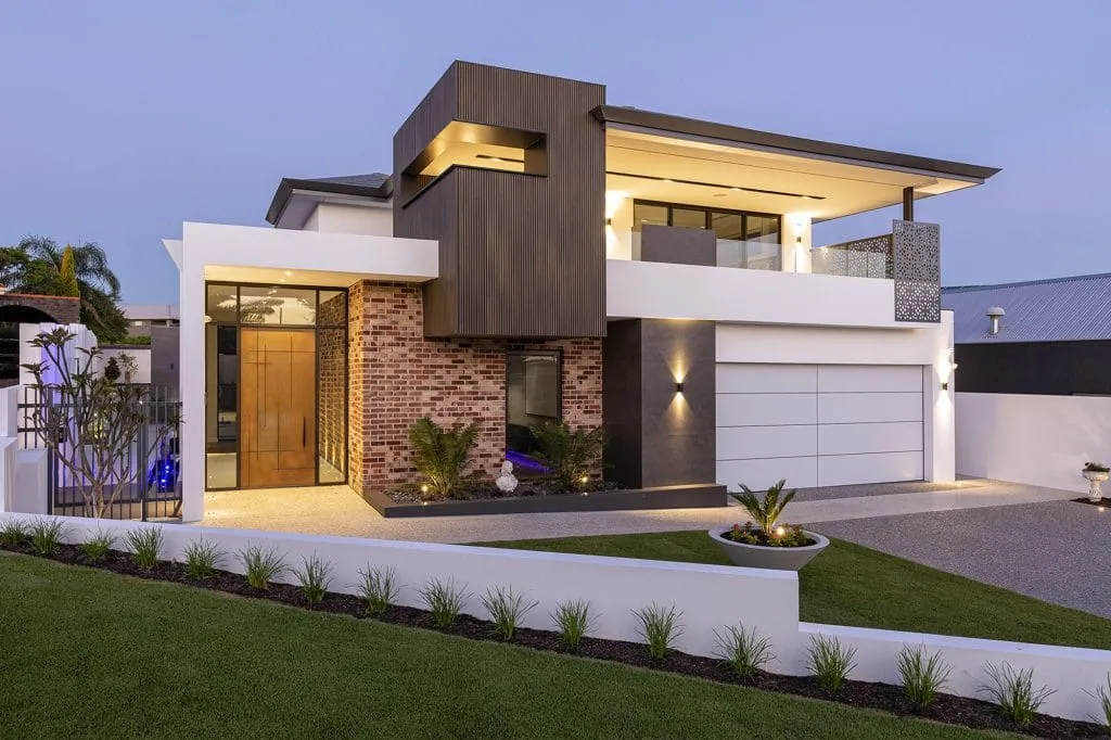 Residential facade at dusk