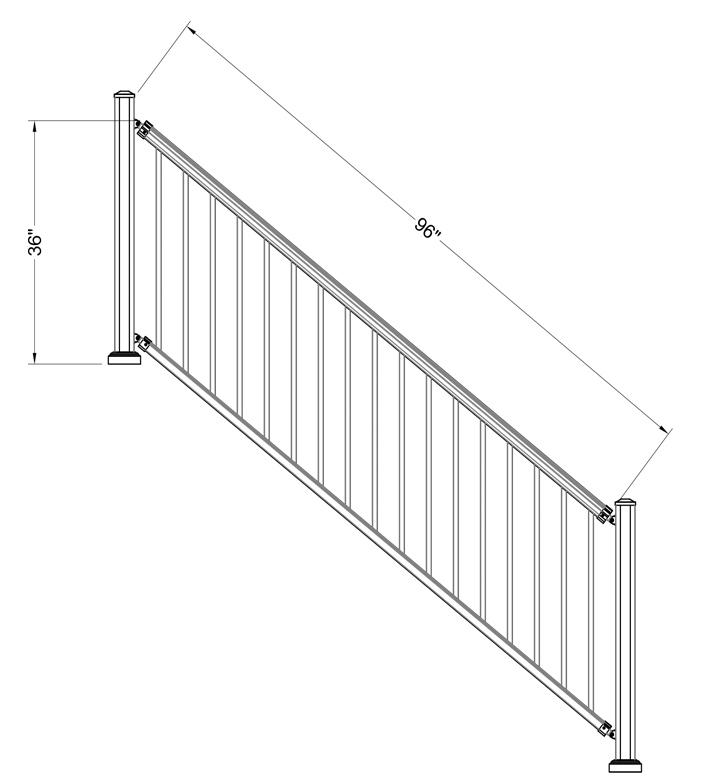 36″ high × 96″ stair panel
