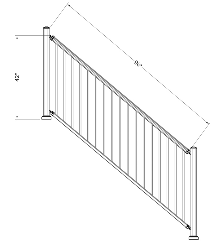 42″ high × 96″ stair panel