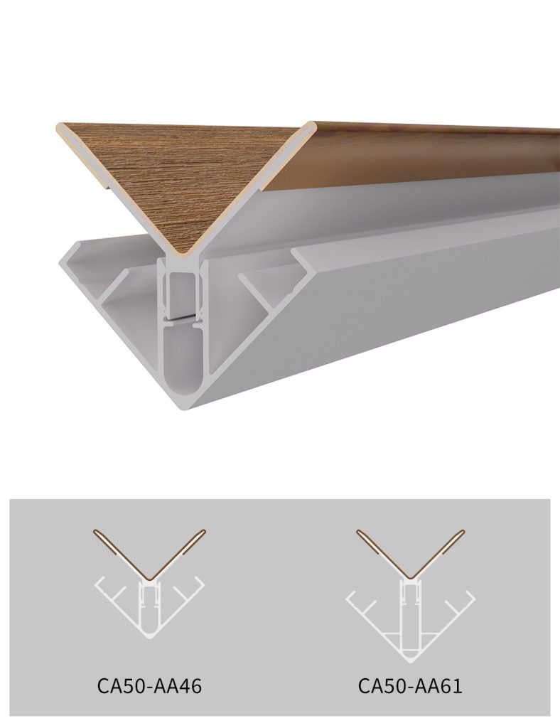 Inside Corner Trim aluminum trim profile and cross-section