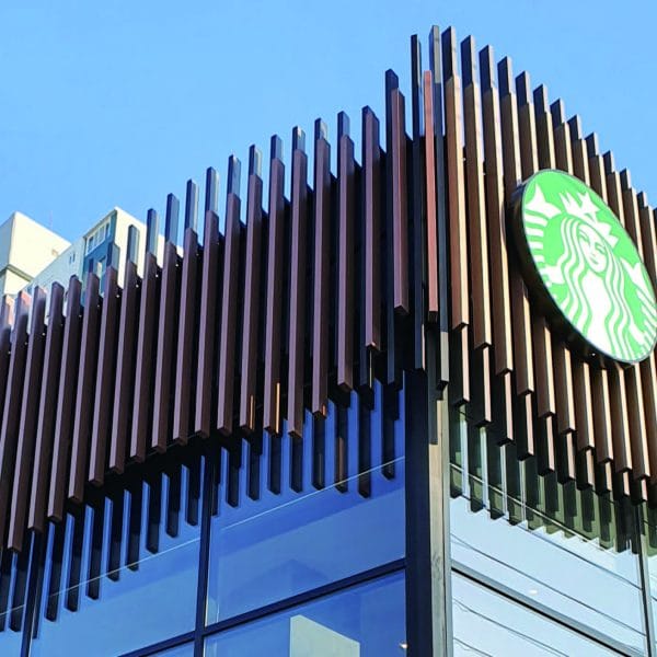 Sculptural Alusions facade fins on a commercial building