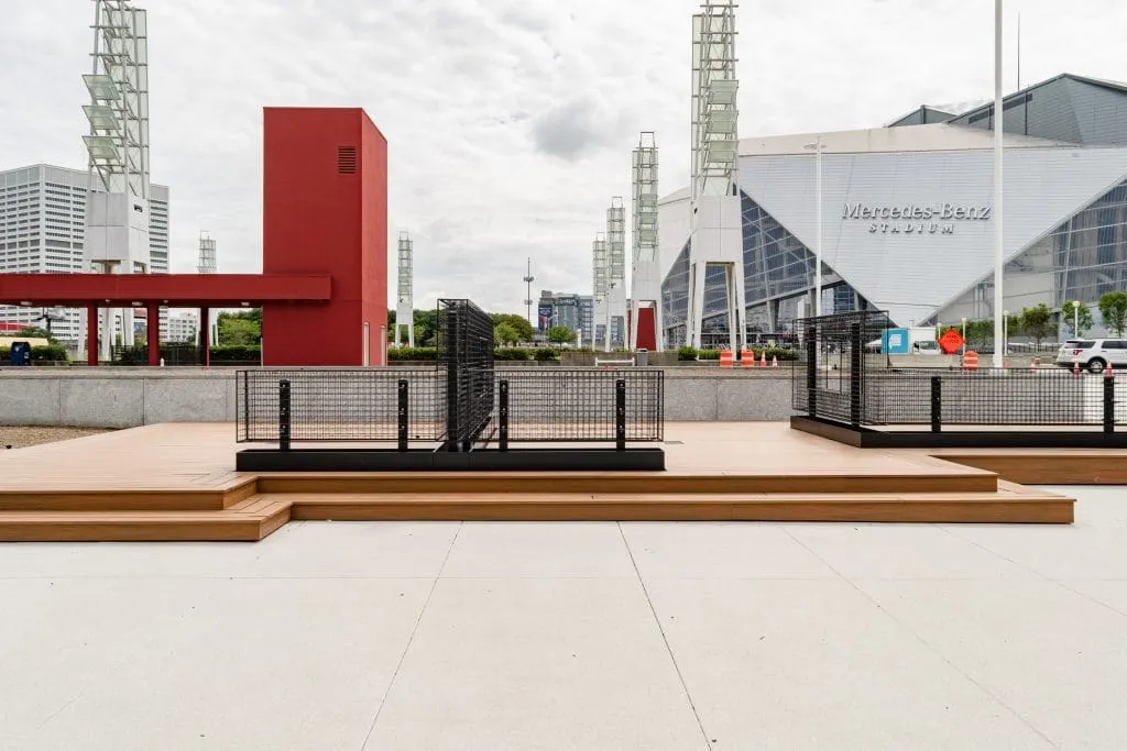 Composite deck steps at a commercial property