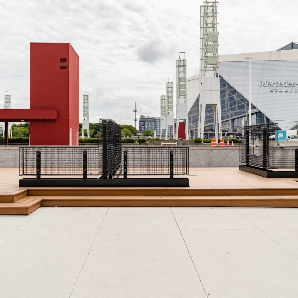 Composite deck steps at a commercial property