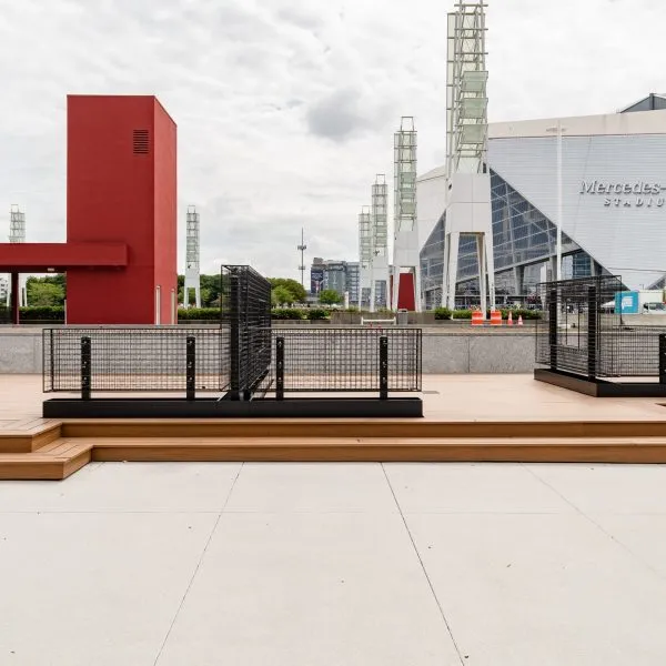 Composite deck steps at a commercial property