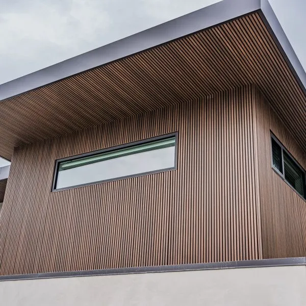 Architectural detail of composite-clad residence