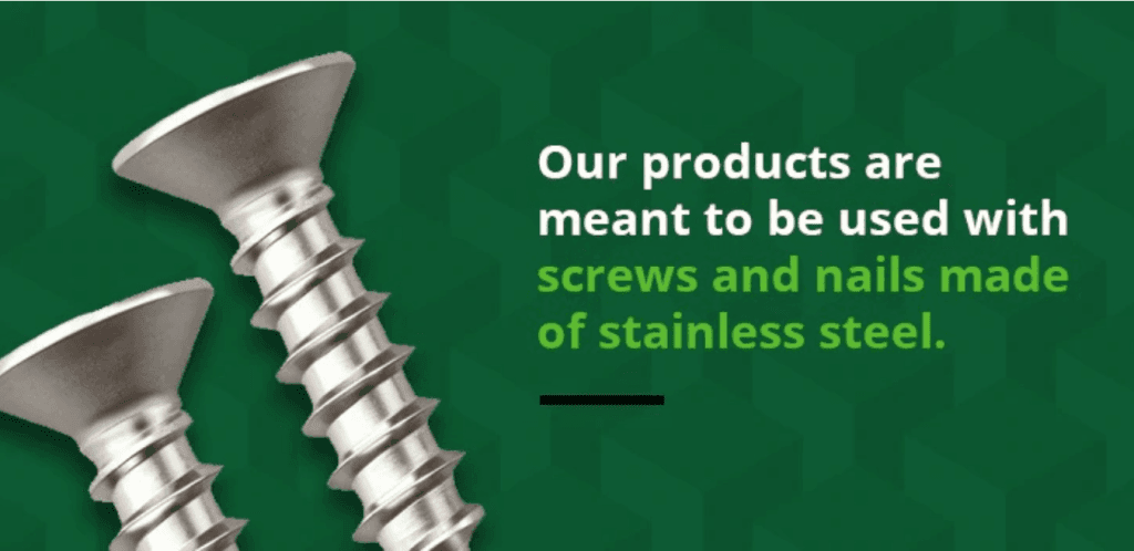 use stainless steel screws