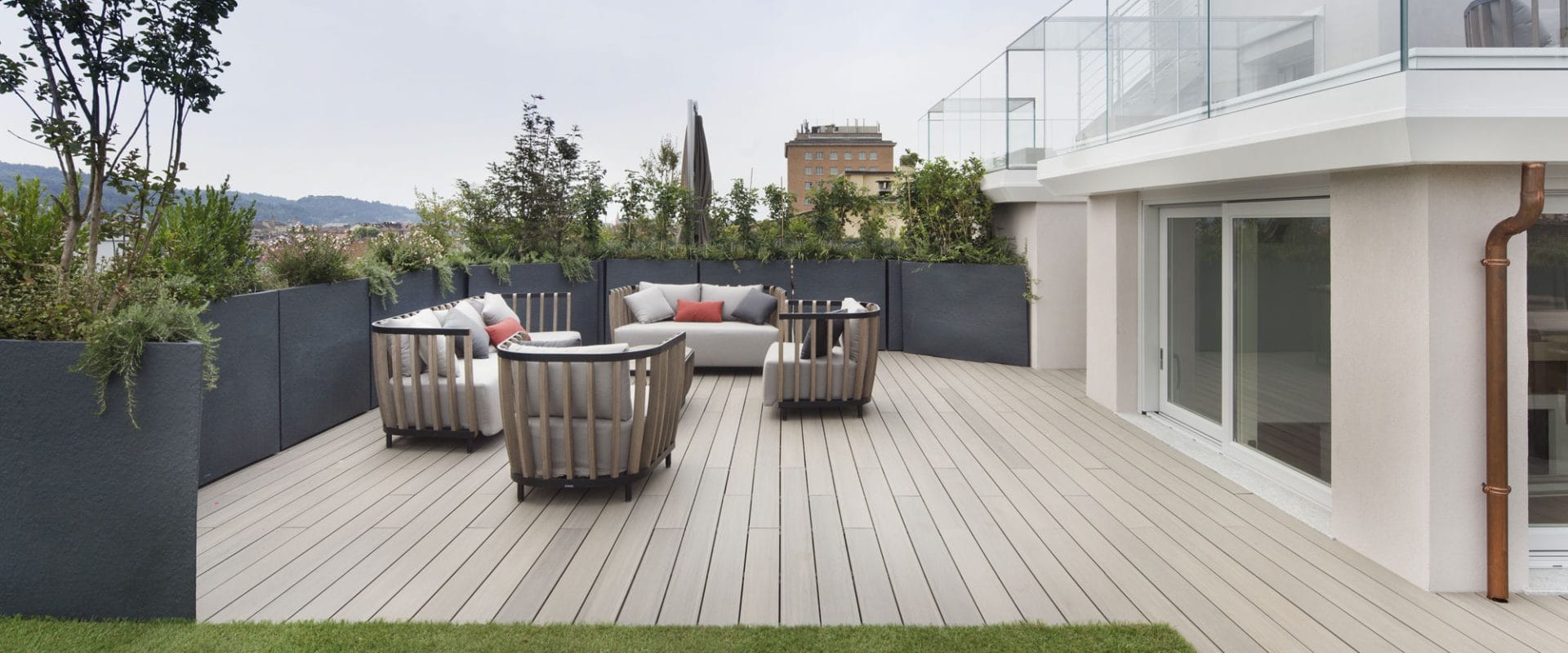 NewTechWood composite products in a finished outdoor project