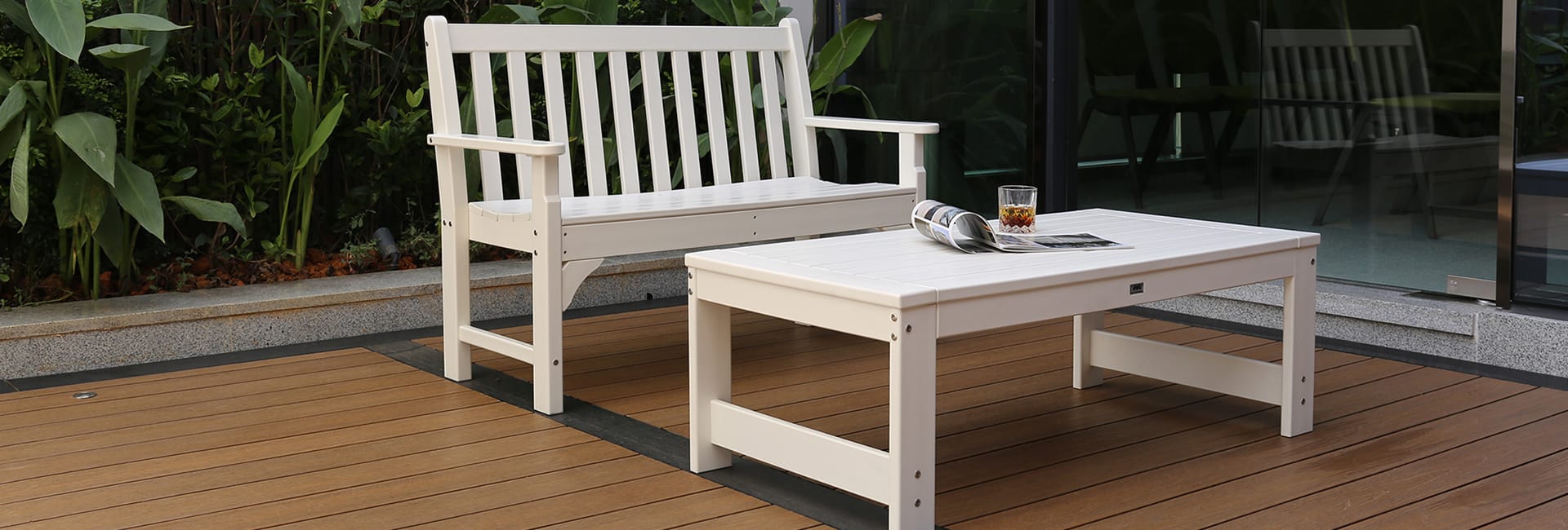 NewTechWood composite products in a finished outdoor project