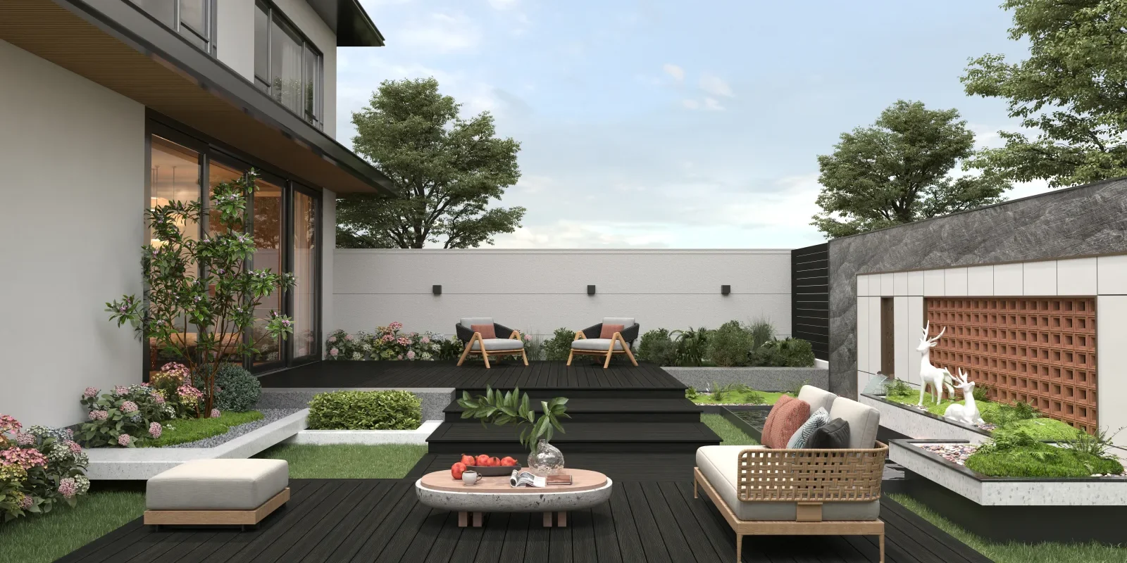 NewTechWood composite products in a finished outdoor project