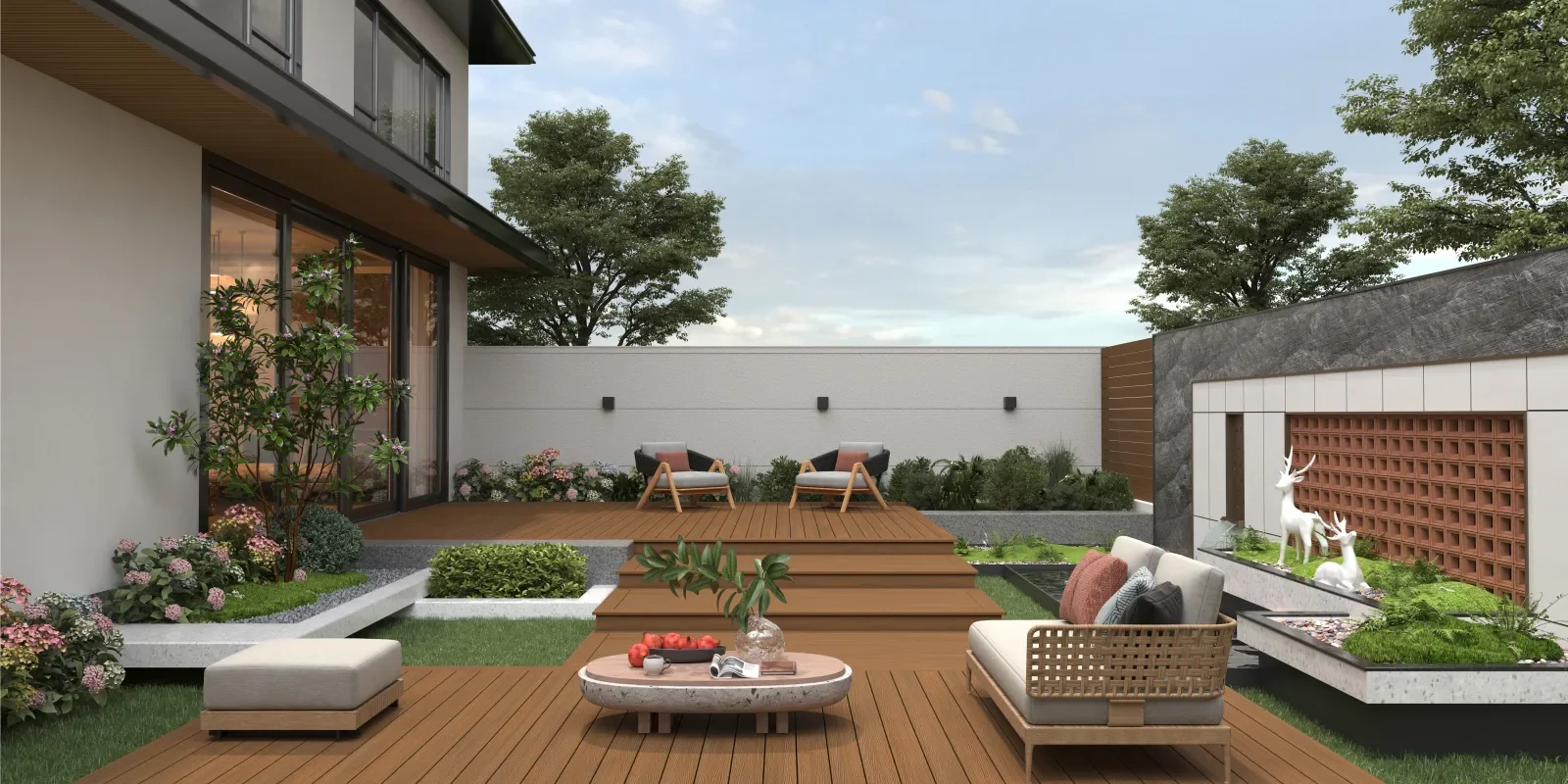 NewTechWood composite products in a finished outdoor project