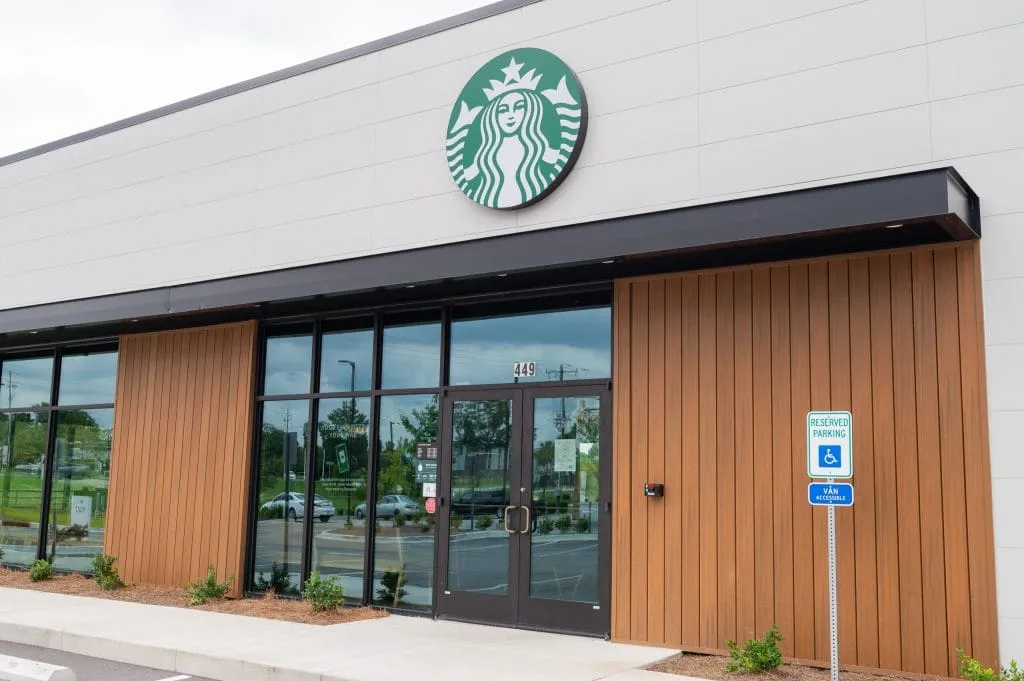 NewTechWood Shadowline composite siding on a storefront facade